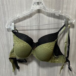 Victoria's Secret Olive and Black Lace Bra